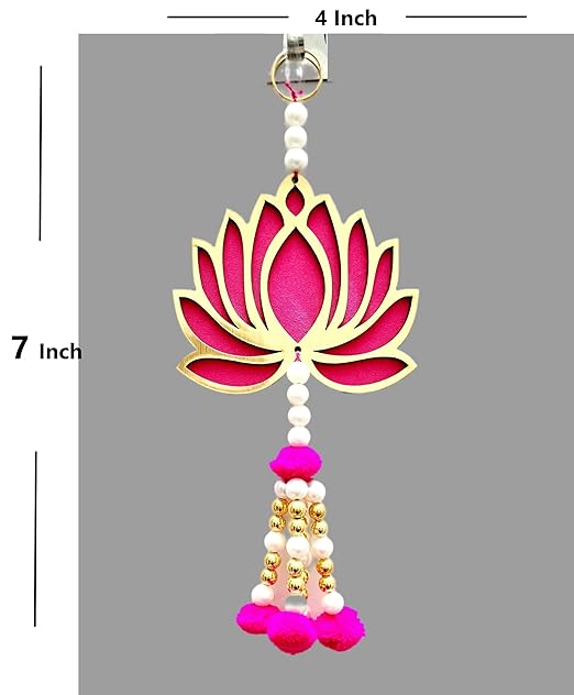 Cardboard Handmade Wall Decor Lotus with Pom-Pom Style (Set of 8 Pcs), Hanging for Home Decor,Diwali Decor, Wedding and All Festival Decor | Lotus Hangings for Home Decoration | - Image 2